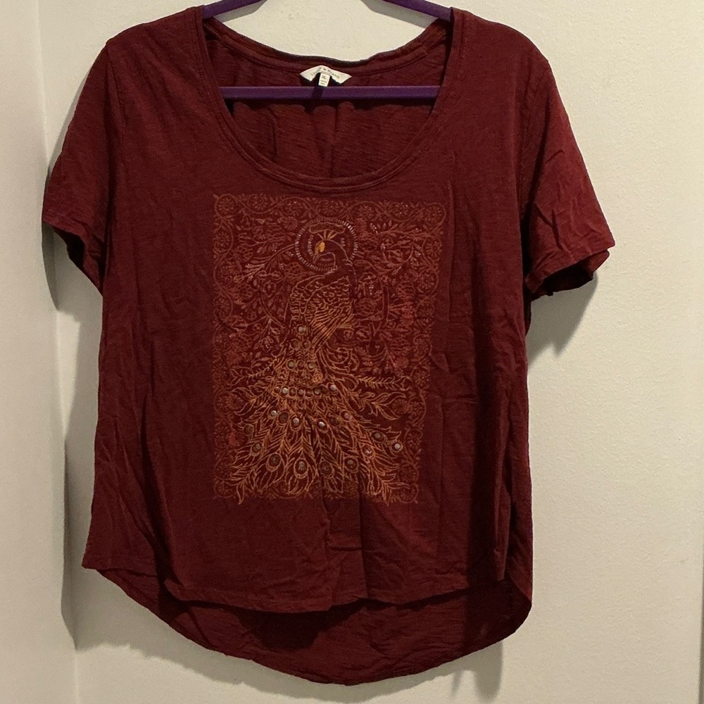 Lucky Brand Burgundy Graphic Tee